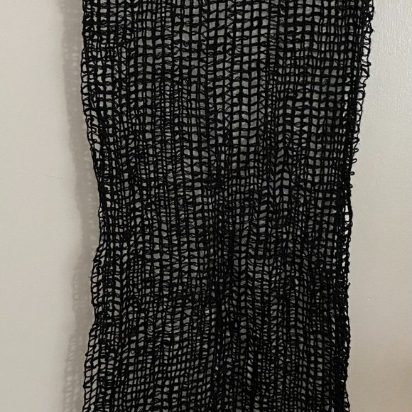 Vintage Open Weave Black Accent Scarf/Shawl - Picture 14 of 15